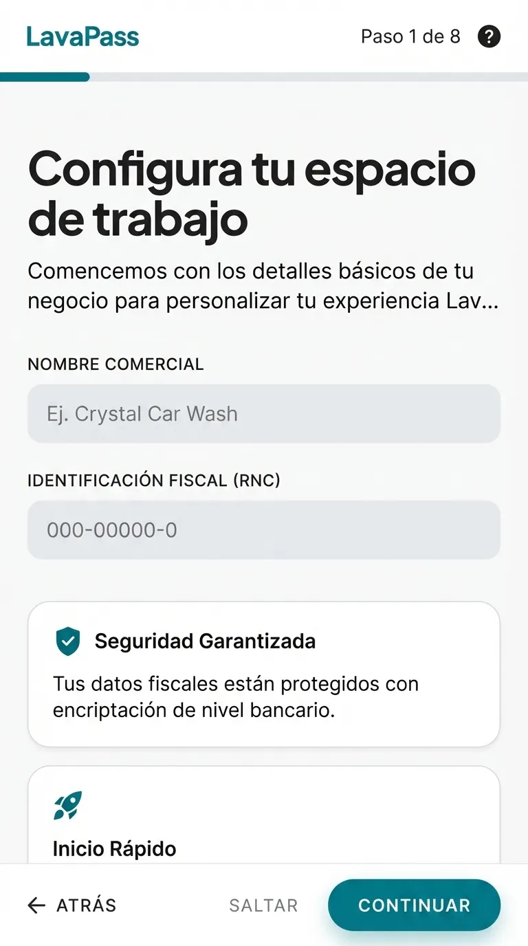 Asistente de configuración de LavaPass